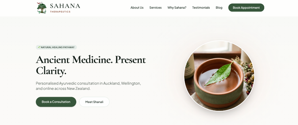 Sahana Therapeutics Website Screenshot